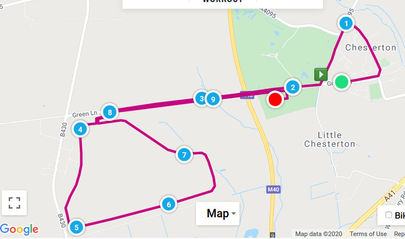 map of the race route taken from mapmyrun