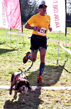 This photo of Steven Wade and his dog was taken by Kirsten Taylor